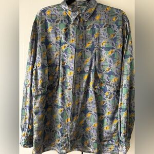 CLOSED Multicolor Satin long sleeve Abstract Shirt medium